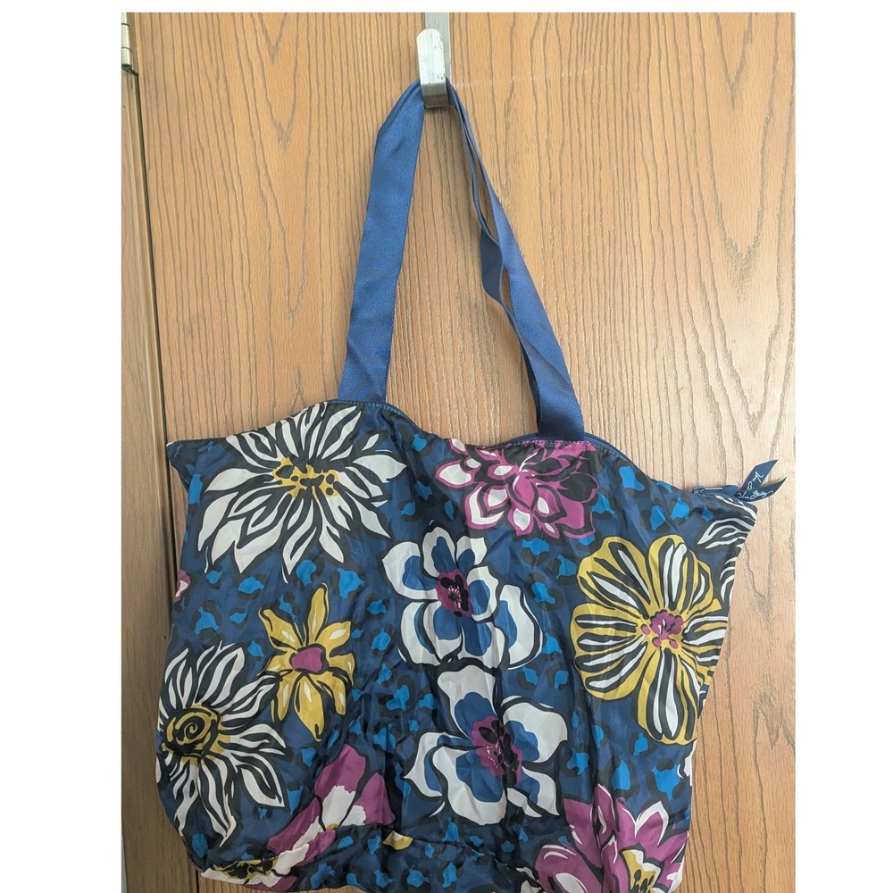 Vera Bradley "Tote in a Pouch" Retired African Violet Blue Purple Floral Grocery